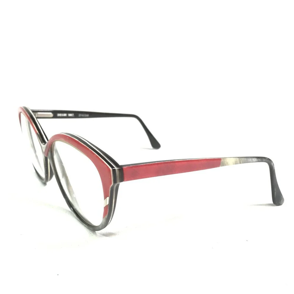 Vintage Buffalo Horn Eyeglasses Frames Striped Grey Pink 18K Gold 54-17-135